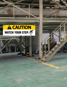 Caution: Watch Your Step Ceiling Sign