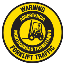 Floor Safety Signs - Warning Forklift Traffic (Bilingual)