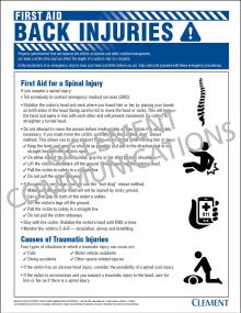 First Aid - Back Injuries Poster