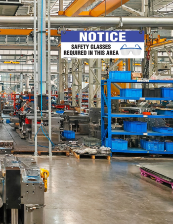 Safety Glasses Ceiling Signs