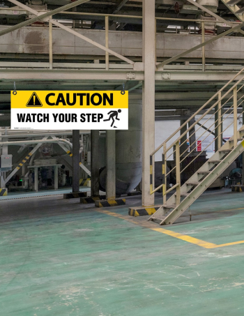 Caution: Watch Your Step Ceiling Sign